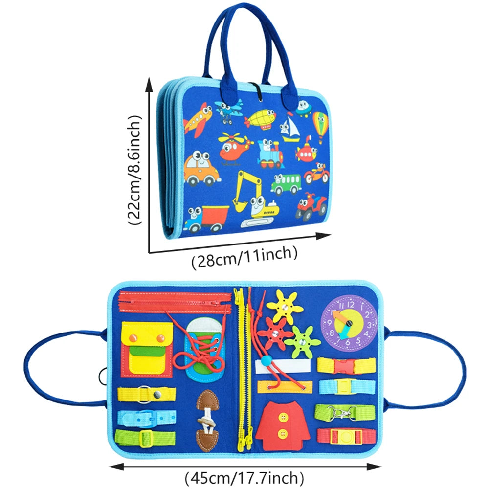 Montessori Toddler Busy Board,Autism Sensory Toys，Educational Activity Motor Skills Baby, Life Skills Learning Toys for Kids