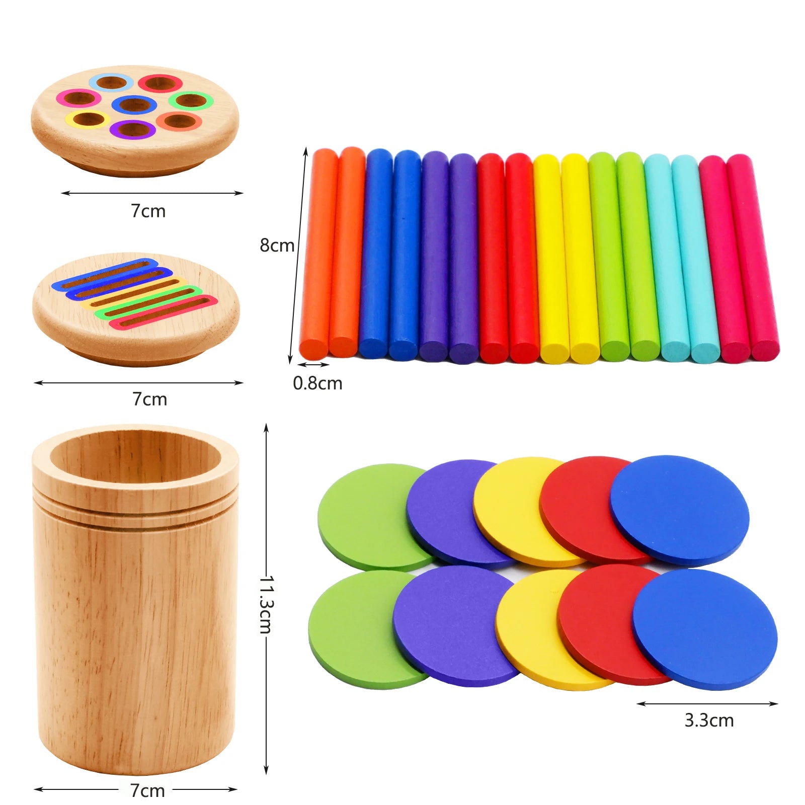 Montessori Wooden Toys Color Sorting Fine Motor Toys Shape Matching Sensory Toys Early Educational Puzzle Toys for Toddlers