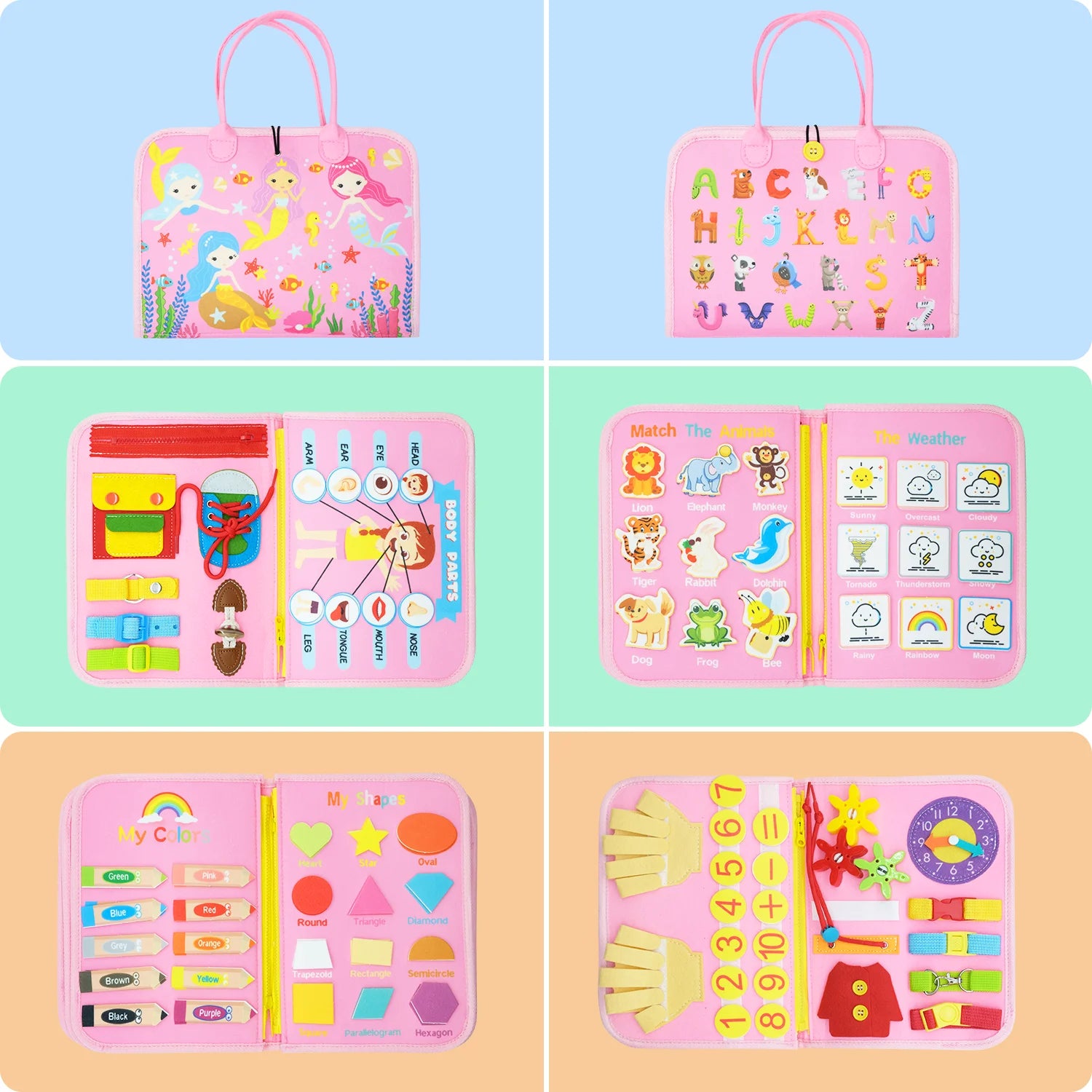 Montessori Toddler Busy Board,Autism Sensory Toys，Educational Activity Motor Skills Baby, Life Skills Learning Toys for Kids