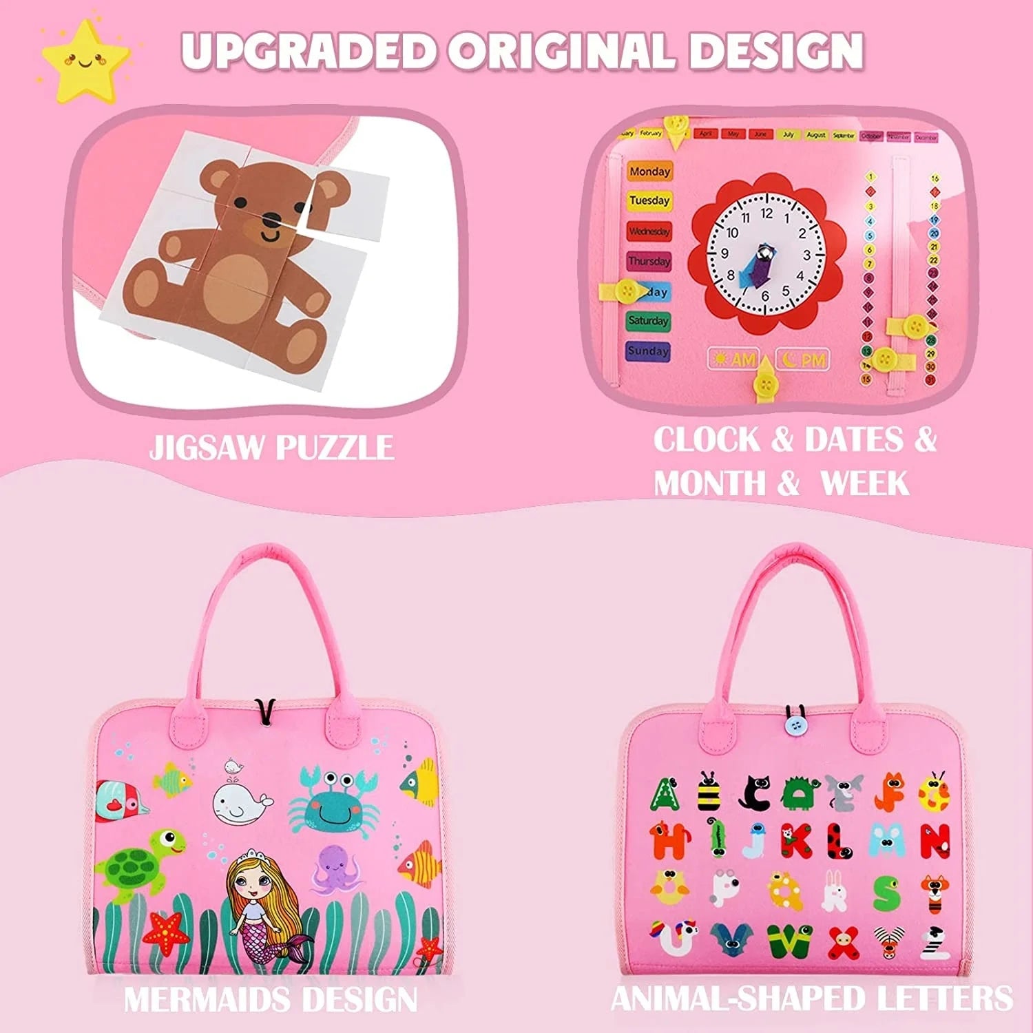 Montessori Toddler Busy Board,Autism Sensory Toys，Educational Activity Motor Skills Baby, Life Skills Learning Toys for Kids