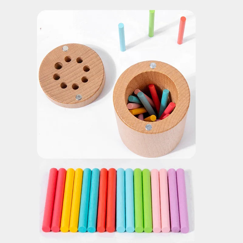 Montessori Wooden Toys Color Sorting Fine Motor Toys Shape Matching Sensory Toys Early Educational Puzzle Toys for Toddlers