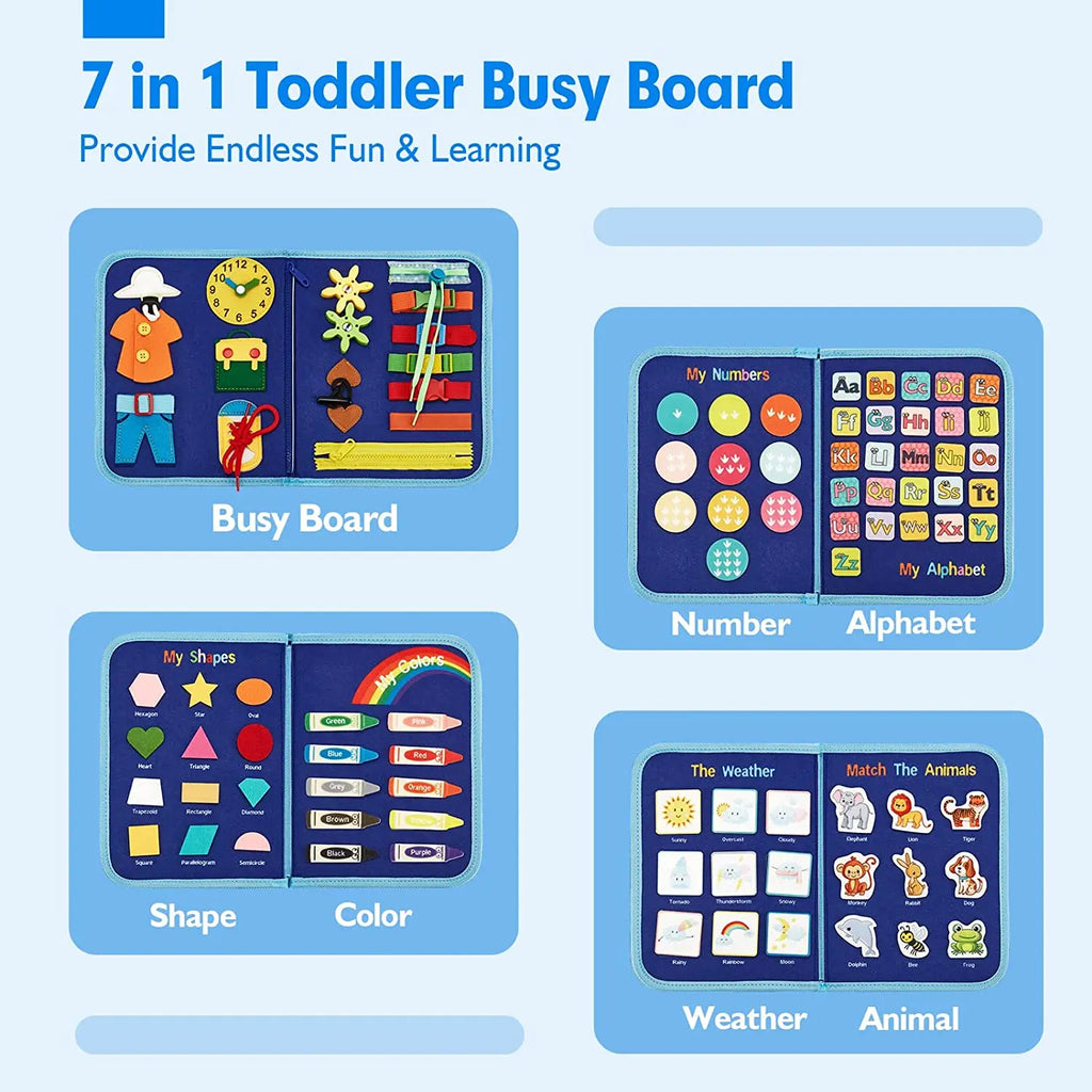 Montessori Toddler Busy Board,Autism Sensory Toys，Educational Activity Motor Skills Baby, Life Skills Learning Toys for Kids