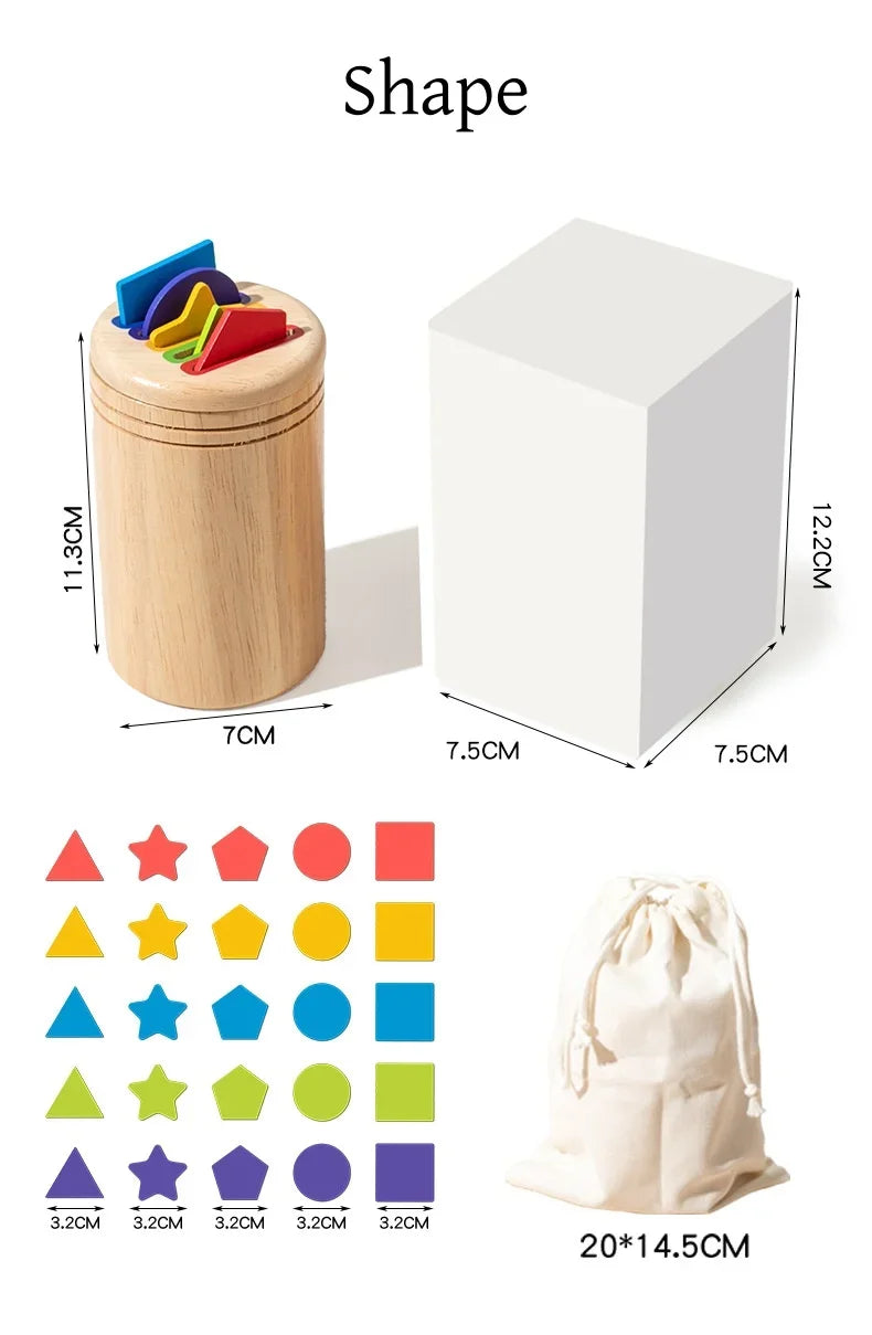 Montessori Wooden Toys Color Sorting Fine Motor Toys Shape Matching Sensory Toys Early Educational Puzzle Toys for Toddlers