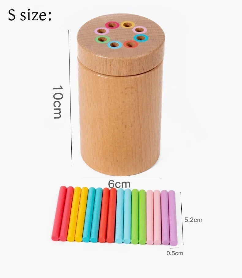Montessori Wooden Toys Color Sorting Fine Motor Toys Shape Matching Sensory Toys Early Educational Puzzle Toys for Toddlers