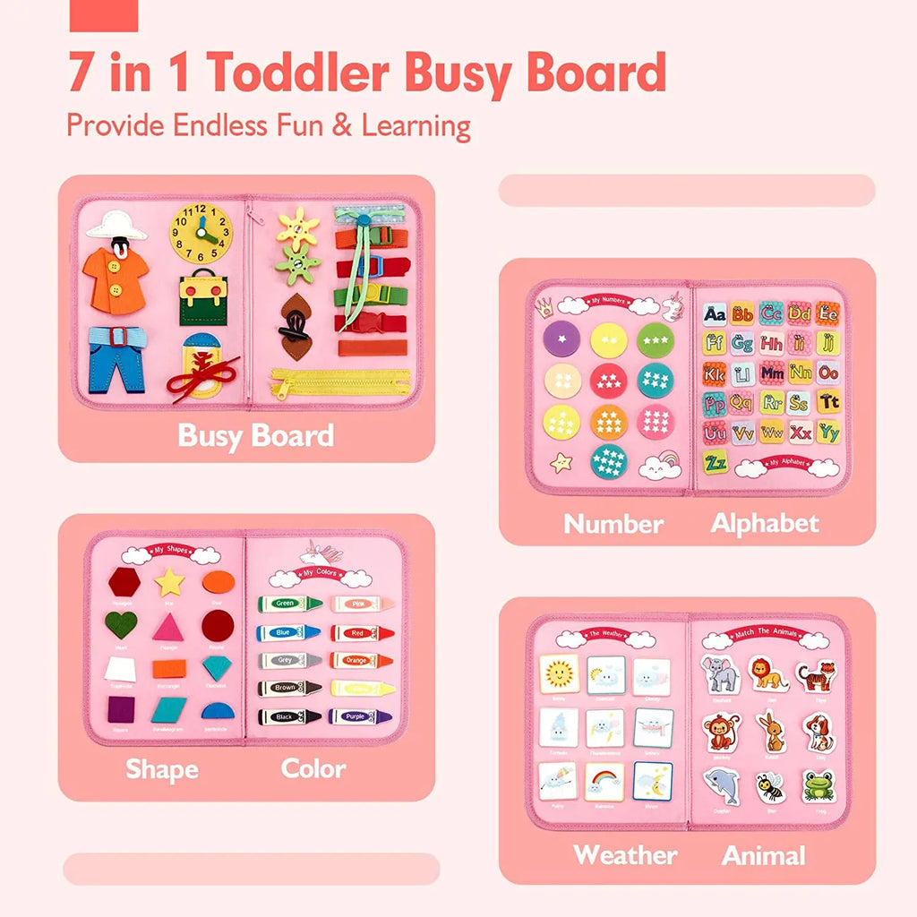 Montessori Toddler Busy Board,Autism Sensory Toys，Educational Activity Motor Skills Baby, Life Skills Learning Toys for Kids