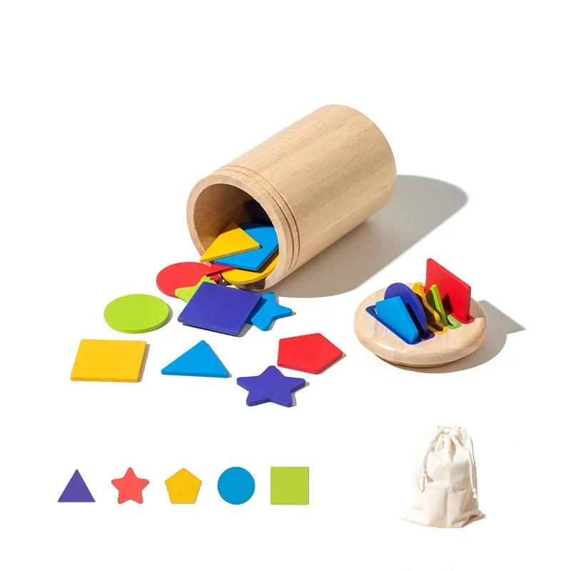 Montessori Wooden Toys Color Sorting Fine Motor Toys Shape Matching Sensory Toys Early Educational Puzzle Toys for Toddlers